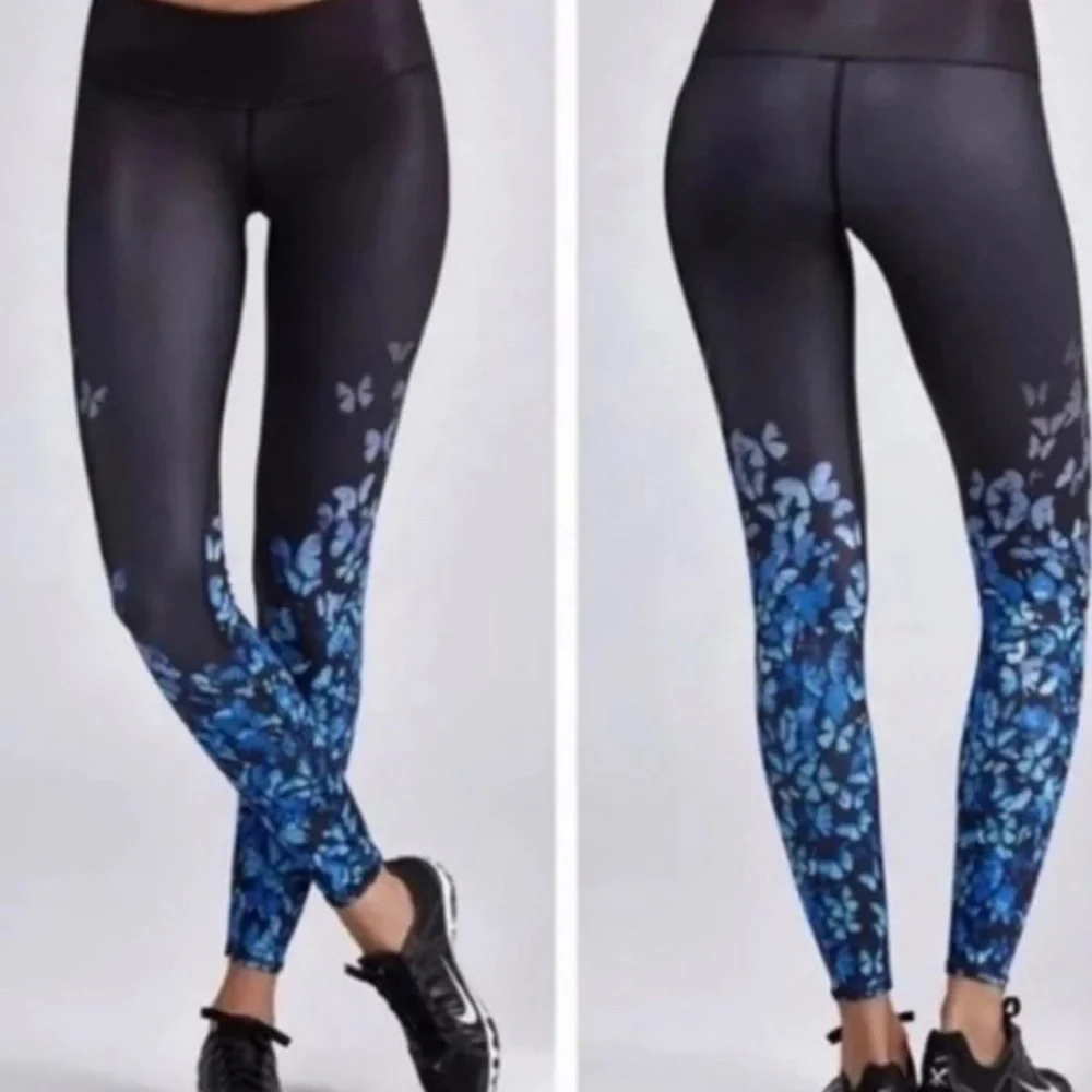 Alo Yoga Gypset Goddess Blue Butterfly Leggings Sz S